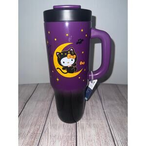Zak! Hello Kitty Halloween Witch Black Cat Purple Tumbler 40oz 2024 NEW